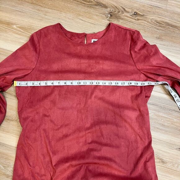 ANNE KLEIN Faux Suede Autumn Rose Long Sleeve Mini Dress Size Large - Picture 10 of 11